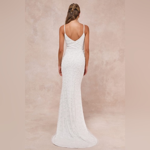 Lulus-Everlasting Vows White Beaded Sequin Mermaid Maxi Dress (M/XL/S) - Picture 2 of 5